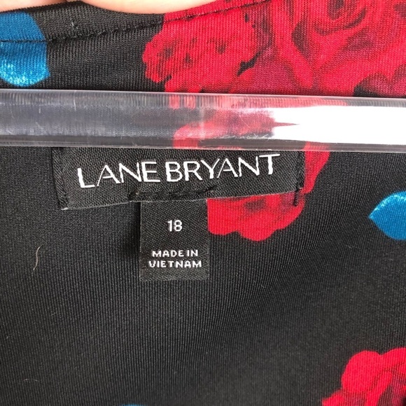 Lane Bryant- Black with Red Roses Fit and Flare dress size: 18 - Picture 5 of 12